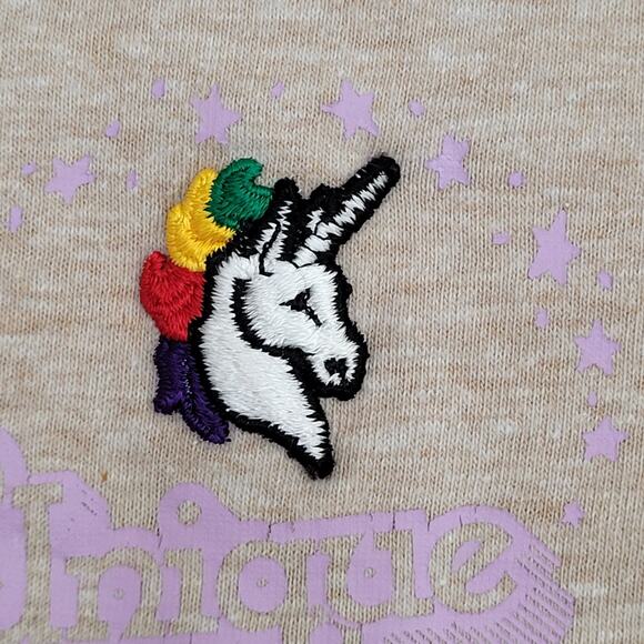 Vintage 90s Unicorn Ringer Shirt Womens Medium 18x24 Brown - Picture 9 of 13